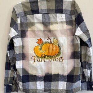 Hollister Flannel - Upcycled Fall Pumpkin Transfer